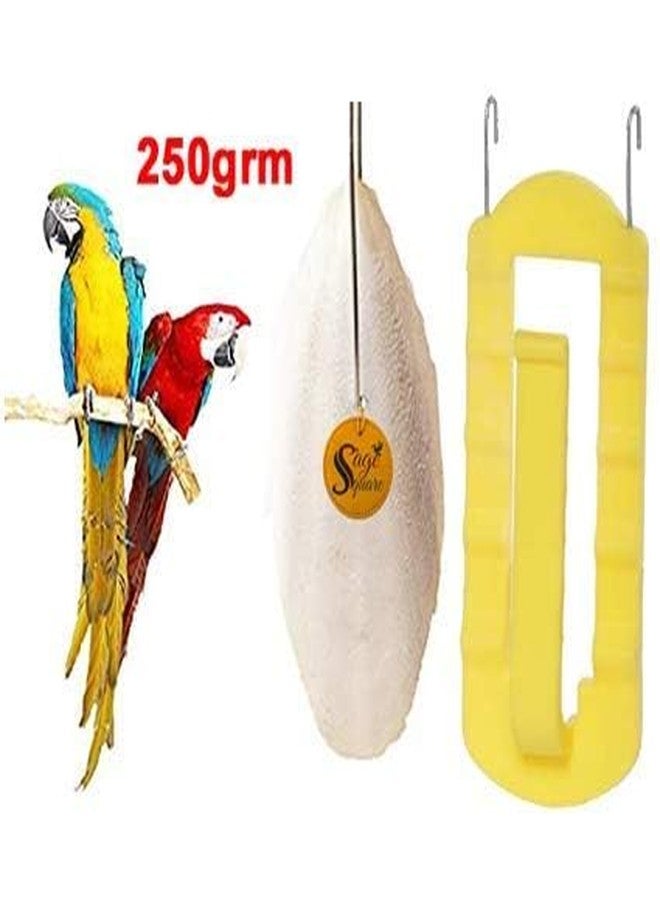 Sage Square Natural Calcium Source Cuttlebone Fish, Natural Mineral Block, Calcium, for Birds, Parrot (250grm & Holder) - Image 2